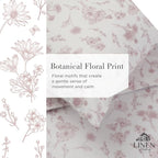 Linen Home 100% Cotton Printed Percale Sheets California King Size, Deep Pocket, 4 Pieces Set-1 Flat, 1 Deep Pocket Fitted Sheet and 2 Pillowcases, Crisp Cool Bed Linen, Mauve Botanical Floral