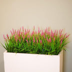 Artificial Plants Outdoor 12 Bundles Fake Monkey Grass Fade Resistant Plastic Faux Flowers Look Real for Porch Patio Home Garden Pot Decor (12 Bundles Pink Monkey Grasses)