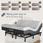 Sven and Son Essential Adjustable Bed Base (Frame) + 14 inch Hybrid Spring Matt (Medium Soft), Easy Assembly, Head and Foot Lift, Memory Positions, Zero Gravity, Wireless Remote - King
