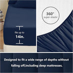 CozyLux Oversized Queen Comforter Sets Navy Blue, 7 Pieces Bed in a Bag, Ultra-Soft All Season Bedding Sets with Stitch Quilted Comforter, Flat Sheet, Fitted Sheet, Pillowcases, Navy Blue