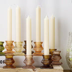 WDHODEC Glass Candlestick Holders 12PCS Taper Candle Holders for Table Centerpiece Vintage Colorful Candle Sticks for Wedding, Party and Birthday Table Decoration(Brown)