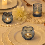 DARJEN Blue Votive Candle Holders Set of 36 - Votive Candle Holders Bulk, Glass Candle Holder for Party Decoration, Tea Lights Candle Holders for Wedding