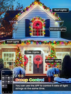 500LED Smart Color Changing Christmas Lights App Controlled, 175FT Waterproof RGB Twinkle String Light Music Sync Multiple Modes, Christmas Lights with Remote & Timer Indoor Outdoor Xmas Decorations