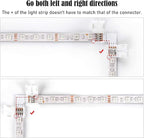JACKYLED L Shape 8mm 4-Pin LED Strip Connectors 10-Pack Total 32pcs, Unwired Solderless LED Light Connectors for 8mm Wide 4-Pin Strip Lights - 8mm 4pin 10 Pack