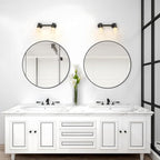 WallBeyond Black Round Wall Mirror 24 inch Circle Mirror for Bathroom with Metal Framed Mirror for Bathroom, Vanity, Living Room, Entryway Home Decor