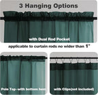 Chyhomenyc Sheer Valances for Windows 2 Pack, Small Window Curtains for Living Room Bathroom Cafe Laundry Basement, Modern Top Dual Rod Pocket Voile Curtain, 42W x 18L inches, Hunter Green