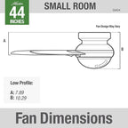 Hunter 44 inch Indoor Ceiling Fan with Light and Remote Control - For Bedroom or Living Room, Low Profile Mount, Modern Ceiling Fan with LED Light, Quiet, 3 Blades - Minimus 59454, Brushed Nickel