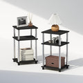 Furinno Just 3-Tier Turn-N-Tube Open Storage Nightstand, 2-Pack, Americano, Stainless Steel Tubes