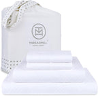 Threadmill Luxury 100% Cotton King Size Sheets Set- 800 Thread Count Jacquard Celine Hotel White, Better Than Egyptian Cotton,4 Pc Striped Bed Set, Damask Bed Sheets with 16" Deep Pocket