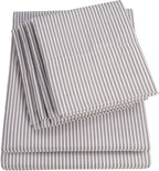 Full Size Bed Sheets - 6 Piece 1500 Supreme Collection Fine Brushed Microfiber Deep Pocket Full Sheet Set Bedding - 2 Extra Pillow Cases, Great Value, Full, Classic Stripe Gray