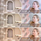 Niccy Arched LED Bathroom Mirror, 36x24 Inch Arch Frameless Backlit Mirrors for Wall Arched Lighted Vanity Mirrors Defogger and 3 Color, Explosion-Proof, HD Glass and IP65 Waterproof