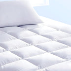 Full Mattress Topper & Mattress Pad Protector in One Quality Plush Luxury Down Alternative Pillow Top Make Your Bed Luxurious 18" Deep Pockets White