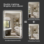 36''x24'' Lighted Mirrors for Bathroom Wall Backlit + Front Lit, Rectangular LED Bathroom Mirror Frameless with Lights Anti Fog, Dimmable, 3 Colors,Tempered Glass, Shatter-Proof (Color 1,)