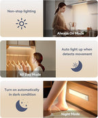 Under Cabinet Lighting, LED Motion Sensor Light Indoor, 2200mAh USB Rechargeable Closet Lights Battery Operated, Stick On Magnetic Wireless Dimmable Under Counter Lights for Kitchen, Stairs (2 Pack)