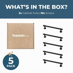 Franklin Brass - Francisco Matte Black Cabinet Handles 5 Inch (5") Hole Center Pulls | Easy Install, Durable Hardware for Kitchen Cabinet Door, Drawers, Dresser Pull, Furniture (10 Pack)