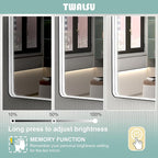 55x32 Inch LED Bathroom Mirror with Lights, Black Metal Framed LED Mirror for Bathroom, 3 Colors and Stepless Dimmable Wall Mounted Lighted Bathroom Vanity Mirror, Anti-Fog, Memory