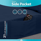 DREAMCARE Sheets Full Size Bed - Cooling Bed Sheets - 6pcs Set - Full Sheet Set - Full Size Sheets - Full Size Sheet Sets Soft & Long Lasting 100% Fine Brushed Polyester with Side Pocket - Navy Blue
