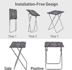 Garden 4 you Folding TV Tray Table,TV Dinner Table with Sturdy MDF Top,Eating Trays for Living Room with No Assembly Required, 2PCS (Black Marble)