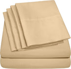 Cal King Size Bed Sheets - 6 Piece 1500 Supreme Collection Fine Brushed Microfiber Deep Pocket California King Sheet Set Bedding - 2 Extra Pillow Cases, Great Value, California King, Camel