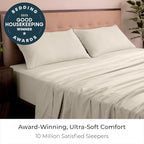 Mellanni California King Sheets Set - 4 PC Iconic Collection Bedding - Hotel Luxury, Extra Soft, Cooling Bed Sheets - Wrinkle, Fade, Stain Resistant (Cal King, Golden Ivory)