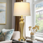 30" Gold Tall Table Lamps for Living Room, Touch Control Bedroom Lamp with USB A+C Ports and AC Outlet, 3-Way Dimmable Bedside Table Lamps Set of 2, Modern Metal Lamp for Nightstand