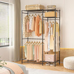 Neprock Portable Closets for Hanging Clothes, Freestanding Clothing Rack with 3 Hang Rods & 5 Shelves, Metal Wardrobe Garment Rack for Bedrooms