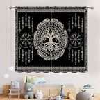 Viking Curtains, Nordic Tree of Life Celtic Rune Scandinavian Gothic Norse Mythology Aesthetic Retro Drapery for Bedroom Living Room Bathroom Window 2 Panel Set, 63"x72" Inch