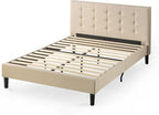 ZINUS Ibidun Upholstered Platform Bed Frame, Mattress Foundation, Wood Slat Support, No Box Spring Needed, Easy Assembly, King, Beige