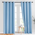 NICETOWN Sky Blue Blackout Curtains - Home Decor Window Treatment Ring Top Blackout Draperies Curtains for Living Room (2 Panels, 52 by 84, Blue)