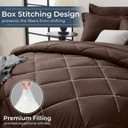 HEVUMYI Brown King Comforter Set - 7-Piece All Season Bed in a Bag King, Ultra Soft Bedding Set with Comforter, Flat Sheet, Fitted Sheet, Pillowcases, Pillow Shams