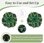 BLOSMON Flower Balls Wedding Rose Centerpieces 2 Pcs Black Fake Flowers Kissing Balls Decor Artificial Floral Arrangements Flower Bouquet of Roses Home Party Room Table DIY Decorations