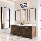 ISKM Black Bathroom Mirror for Wall 48" x 40" Matte Black Framed Vanity Mirror Anti-Rust, Tempered Glass, Rounded Rectangle Mirror(Horizontal/Vertical)
