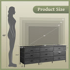 Huuger 63 Inch Dresser for Bedroom, Dresser for Closet with 9 Drawers, Large TV Stand for 55, 65, 70 Inch TV, Entertainment Center, Wide Long Chest of Drawers, Charcoal Black Wood Grain Print