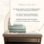 King Bed Sheets Deep Pocket King Sheet Set, 800 Thread Count Long Staple Fully Elasticated Egyptian Cotton Sheet & Pillowcase sets, Machine Wash No Pill Naturally Breathable Cotton Bedding- Mineral