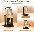 Marycele Candle Warmer Lamp with Timer for Yankee Candles, Black Wax Warmer with Dish for Wax Melts, House Warming Gifts for New Home Decor, Christmas Birthday Thanksgiving Gifts for Mom Women Men