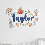 Custom Nursery Name Sign with Themed Decor Kit | Personalized Wooden Wall Art for Baby, Kids Room | Space, Jungle, Circus, Under the Sea, Woodland, Rainbow (20", Circus)