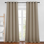NICETOWN Taupe Curtains 96 inches Long, Grommet Thermal Insulated Blackout Curtains Privacy Window Treatments for Boys Room/Living Room, W46 x L96, 2 Panels
