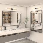 50x40 Inch Bronze Metal Framed Bathrrom Mirror, Brushed Metal Bathroom Vanity Mirrors for Wall, Rounded Corner Bronze Rectangle Mirror for Farmhouse, Bedroom, Anti-Rust (Horizontal/Vertical)