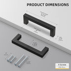 goldenwarm 100 Pack 3 Inch Black Cabinet Handles Matte Black Drawer Pulls Stainless Steel Cabinets Hardware Square Bar Modern for Kitchen Bathroom Cupboard