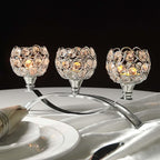 Crystal Tealight Candle Holder Centerpiece Home Decorative Candlestick Holder Elegant Table Centerpiece Home Decor Wedding Party Anniversary (Silver, 3 Arm)