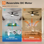 addlon Ceiling Fans with Lights, 42 Inch Low Profile Ceiling Fan with Light and Remote Control, Flush Mount, Reversible, 3CCT, Dimmable, Quiet, Black Small Ceiling Fan for Bedroom Indoor/Outdoor Use