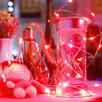 Led Fairy Lights Battery Operated, 2 Packs Mini Battery Powered Copper Wire Starry Fairy Lights for Bedroom, Christmas, Parties, Wedding, Centerpiece, Decoration (5m/16ft Red)