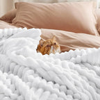 Bedsure GentleSoft Queen Blanket for Couch - Cozy Soft Blankets for Women, Cute Small Fleece Throws for Girls, White, 90x90 Inches