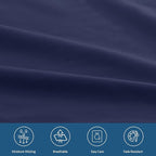 King Size Sheets Set for Air Mattress - Deep Pocket King Sheet Set - 3Pcs Side Storage Pocket Fitted Sheet & Pillowcases Easily Fits 16in to 24in Pillow Top Air Bed Mattress - Navy Blue