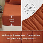 CozyLux Queen Comforter Set Terracotta, 7 Pieces Bed in a Bag, Burnt Orange Fall Comforter Queen Size, All Season Bedding Sets with Stitch Quilted Comforter, Flat Sheet, Fitted Sheet, Pillowcases