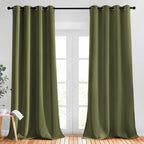 NICETOWN Room Darkening Curtains for Windows 90 inch Length - Grommet Energy Saving Thermal Drapes Sound Reducing Heat Blocking Window Treatments for Living Room (Olive, 2 Panels, W52 x L90)