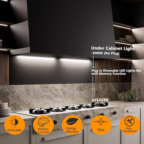 12 Inch Under Cabinet LED Light with Memory Function, Cold White 6000K, Slim Dimmable Workbench Light, Without Plug