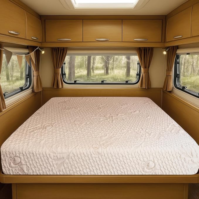 Foamma 12" x 48" x 80" Gel Memory Foam Mattress for RV with Water Resistant Organic Cotton Cover, Firm High Density Foam Base, USA Made, CertiPUR-US Certified Foam