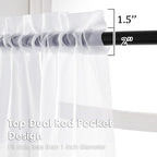 OVZME 2 Pack White Sheer Curtain Panels - 120 Inches Length Light Filtering Sheer Curtains for Living Room, Extra Long Elegant Window Treatments for Sliding Glass Door, Each 42" W x 120" L