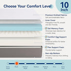 Amazon Basics Memory Foam Mattress, Soft Plush Feel, 10 Inch, Queen, White/Grey